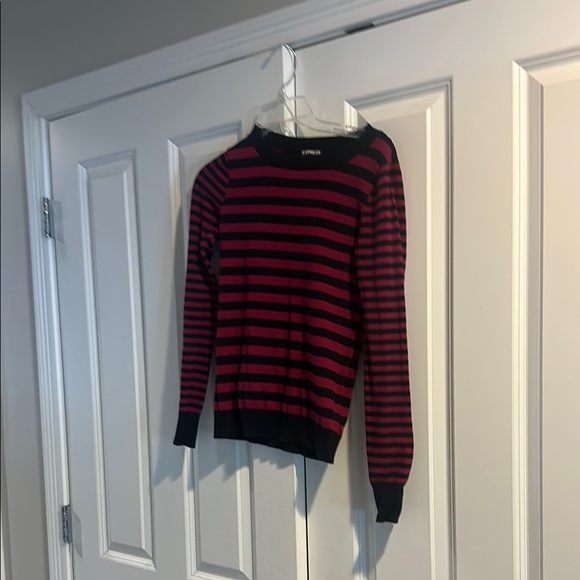 Express Sweaters - Express Black and Maroon Crew Neck Sweater